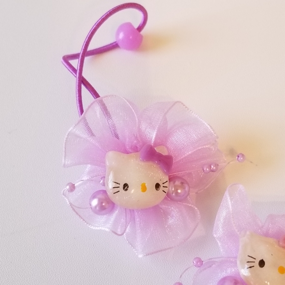 Hello Kitty Lavender Hair Ties with Faux Pearl's New Set - Picture 3 of 3